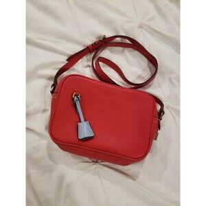 NWOT J. Crew Red Leather w/Blue Accent Crossbody Bag